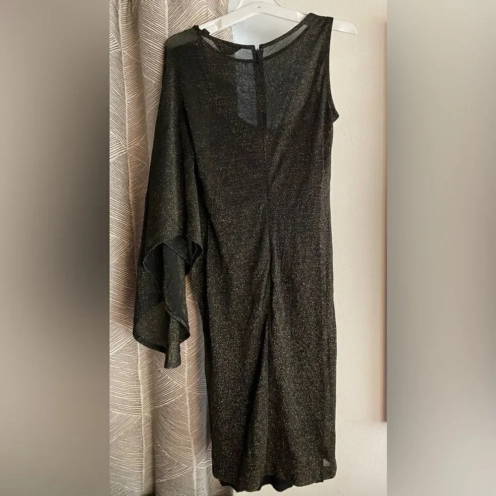 Ted Baker Monyca Draped One Shoulder Dress Sparkly Glitter Women’s Size 1 XS